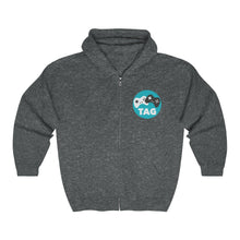 Load image into Gallery viewer, Two Average Gamers Zip Up Hoodie - Dark Heather (Front)
