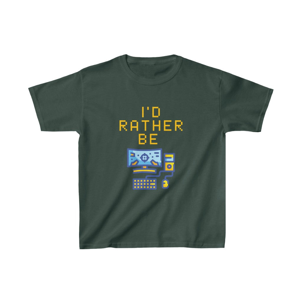 I'd Rather be PC Gaming Kids T-Shirt - Forest Green