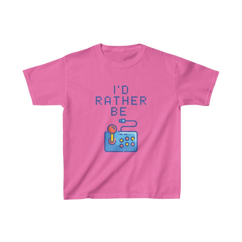 I'd Rather be Gaming Retro Game Pad Kids T-Shirt - Azalea